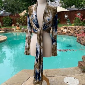 BOHO Bolero tie-dye jacket with tie front L